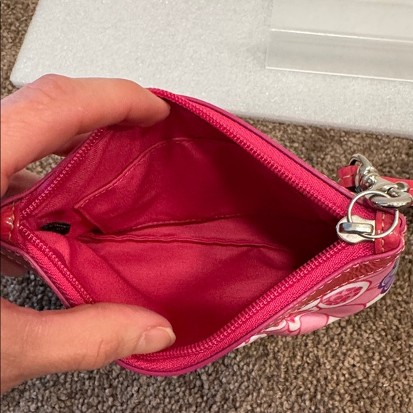 Coach Poppy Multicolor Floral Signature Wristlet with Pink Trim - Picture 7 of 7